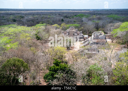 Mayan Ruins at Ek Balam from top  of the Acropolis Stock Photo