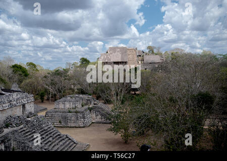 The Acropolis at the Maya Ek Balam from the Oval Palace Stock Photo