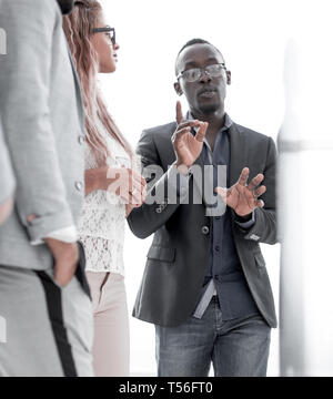 close up.young employees are preparing a new presentation.photo with copy space Stock Photo
