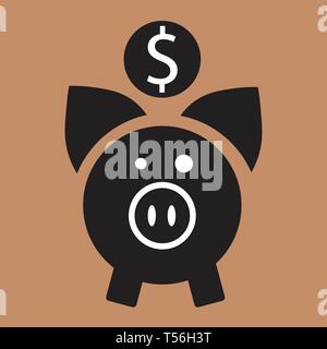 Icon pig piggy banks. Vector illustration on color background. Stock Vector
