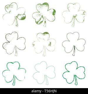 Clover Leaf Grune Set 01 Stock Vector