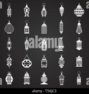 Lantern icons set on black background for graphic and web design. Simple vector sign. Internet concept symbol for website button or mobile app. Stock Vector
