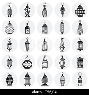 Lantern icons set on circles background for graphic and web design. Simple vector sign. Internet concept symbol for website button or mobile app. Stock Vector