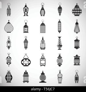 Lantern icons set on white background for graphic and web design. Simple vector sign. Internet concept symbol for website button or mobile app. Stock Vector