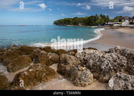 Beach on the West Coast of Barbados near Holetown in St James Parish Stock Photo