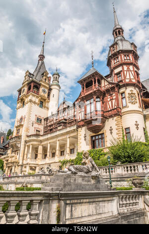 View of Peles castle in Romania Stock Photo
