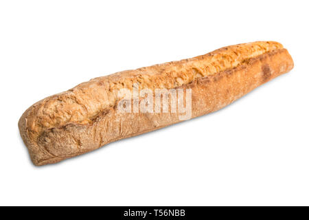 Hand made fresh baked baguette isolated on white background with clipping path, high angle view Stock Photo