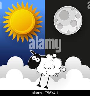 Sun, Moon And Stars. Day And Night Vector Banners Isolated. Stock Vector