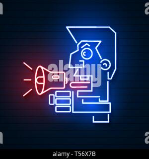 Male Promoter With A Megaphone In The Hands Of A Campaigning Politician. Vector Logo Stock Vector