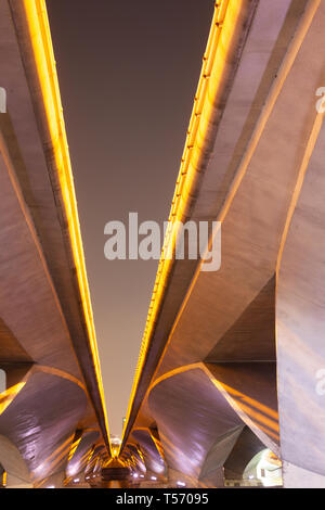 abstract photo of a bridge lines at night Stock Photo