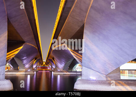 abstract photo of a bridge lines at night Stock Photo