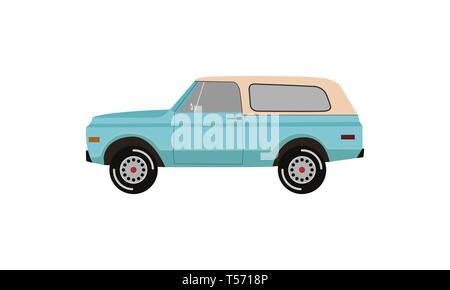 Classic pickup truck. Flat vintage retro truck logo Stock Vector