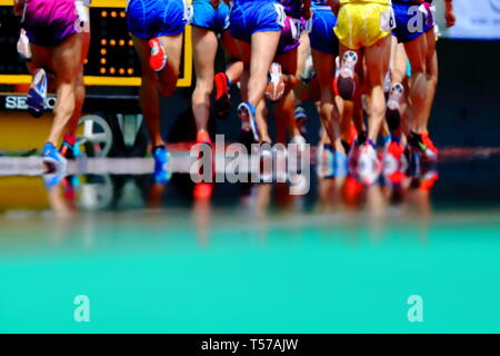 Kobe, Japan. 21st Apr, 2019. The Ambiance shot Athletics : The 67th Hyogo Relay Carnival, at Kobe Universiade Memorial Stadium in Kobe, Japan . Credit: Naoki Nishimura/AFLO SPORT/Alamy Live News Stock Photo