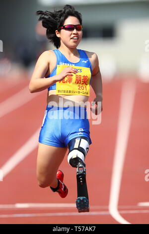 Kobe, Japan. 21st Apr, 2019. Tomomi Tozawa Athletics : The 67th Hyogo Relay Carnival, Women's Para 100m at Kobe Universiade Memorial Stadium in Kobe, Japan . Credit: Naoki Nishimura/AFLO SPORT/Alamy Live News Stock Photo