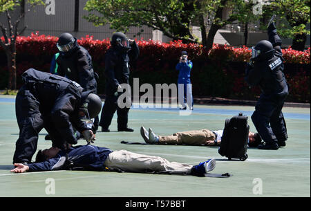 Task Force Japan Member of Unified Task Forces of Tokyo Fire Department's demonstrates ...