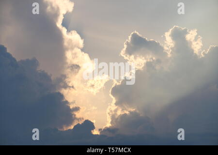 South of France - Sunset sky - Bright sun shining through clouds Stock Photo