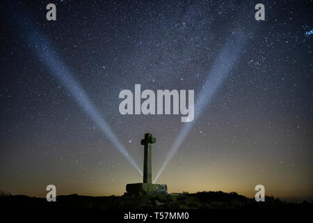 Stars above Ana Cross, Rosedale Abbey, North York Moors Stock Photo