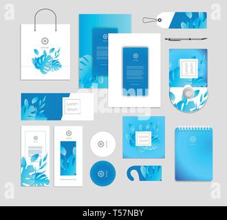 Corporate identity. Tropical leaves luxury concept. vector Stock Vector