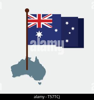 australian flags with map vector symbol illustration Stock Vector
