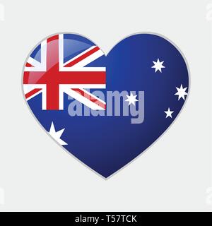 heart with australian flags vector symbol illustration Stock Vector