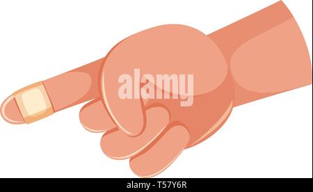Injured finger with bandage illustration Stock Vector