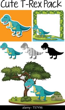 A pack of tyrannosaurus illustration Stock Vector