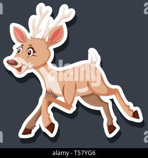 Cute dear character sticker illustration Stock Vector