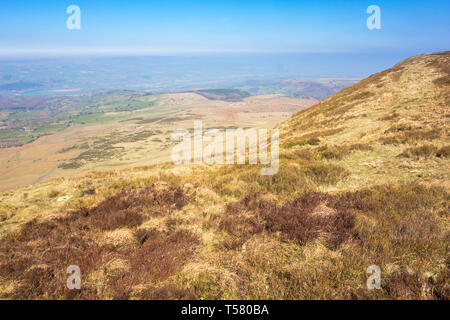 View from Hay Bluff across the Wye valley towards Hay on Wye Powys Wales UK, March 2019 Stock Photo