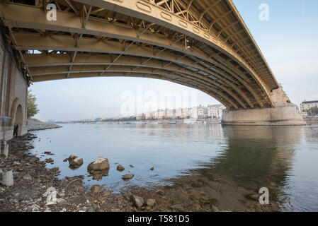 Margaret Island in Budapest during low tide on the Danube, Budapest Stock Photo
