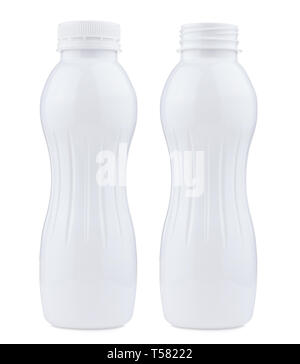 Plastic bottle closed and open, isolated on white background Stock Photo