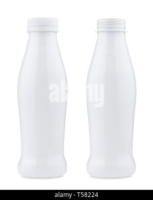 Plastic bottle closed and open, isolated on white background Stock Photo