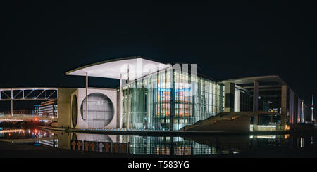 Marie Elisabeth Lüders House in nightly Berlin Stock Photo