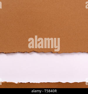 Torn brown paper background frame strip bottom edge Stock Photo
