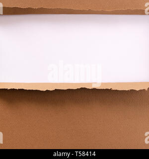 Torn brown paper background frame Stock Photo