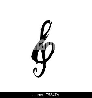 Treble clef color vector grayscale icon. Music sign. Graph symbol