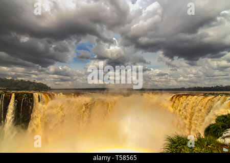 The massive spectacular waterfalls at Iguazu Falls Stock Photo