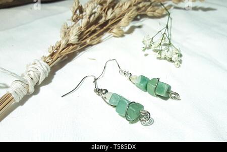 Wire-wrapped jewelry made locally in the US by a skilled artisan Stock Photo