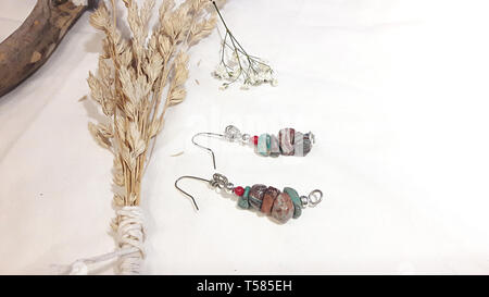 Wire-wrapped jewelry made locally in the US by a skilled artisan Stock Photo