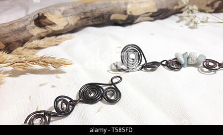 Wire-wrapped jewelry made locally in the US by a skilled artisan Stock Photo