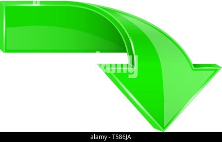 Green down 3d arrow Stock Vector