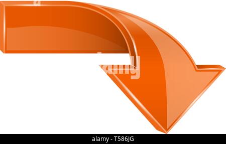 Orange down 3d arrow Stock Vector