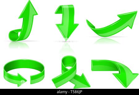 Arrows. Green shiny signs Stock Vector