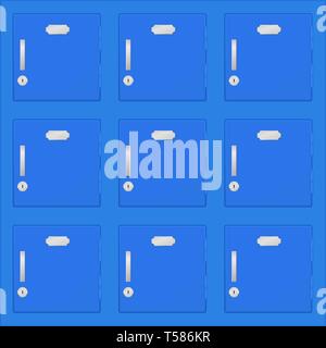 Safety deposit boxes. Blue lockers Stock Vector
