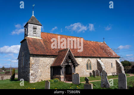 St Mary's church, Binsted, West Sussex, England. Binsted is an ancient ...