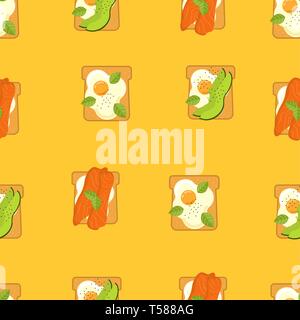 Seamless food pattern. Flat food seamless pattern. Flat food. Vector illustration. Stock Vector