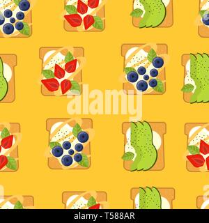 Seamless food pattern. Flat food seamless pattern. Flat food. Vector illustration. Stock Vector