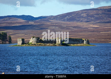 Lochindorb and 13th century castle, Highland Region, Scotland, UK, May 2018 Stock Photo