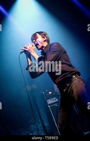 Brett Anderson of Suede performs onstage at the O2 Academy, Newcastle on 15th April 2019, the opening night of their 2019 UK tour. Stock Photo