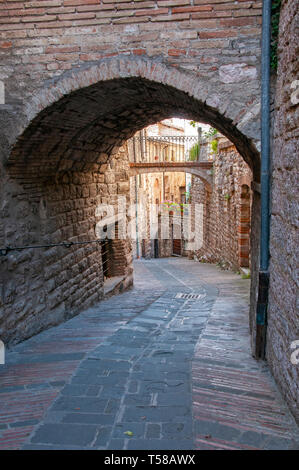 Pedestrian way in Gubbio, Umbria, Italy Stock Photo