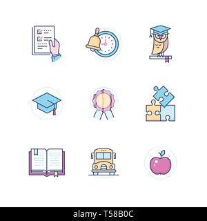 School concepts - modern line design style icons set Stock Vector